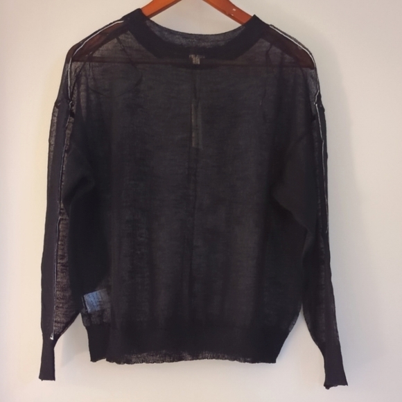 UNIQ | Black Mesh Lightweight Oversized Long Sleeve Sweater - Picture 4 of 5